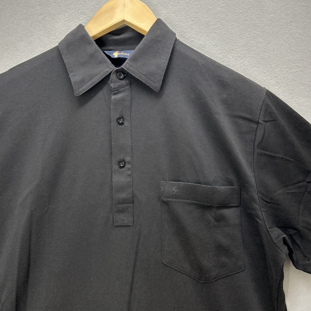 Gabicci Cotton Blend Pocket Polo Shirt Men Medium Logo Short Sleeve Black